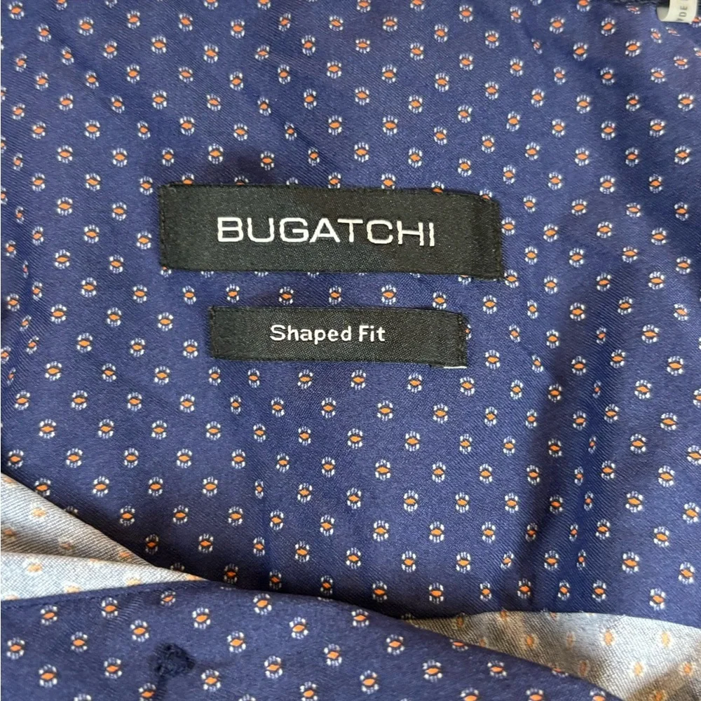 Bugatchi Button Up Shirt Shaped Fit Men’s Xxl Blue Geometric Print - Picture 4 of 9